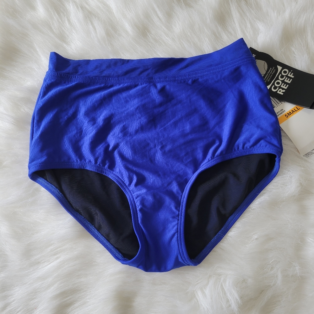 Coco Reef Slimming Power Comfort Control Brief Bikini Bottom S NWT Bright Blue
